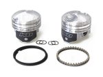 High-performance motorcycle pistons with rings and seals for Revelry Motorcycles.