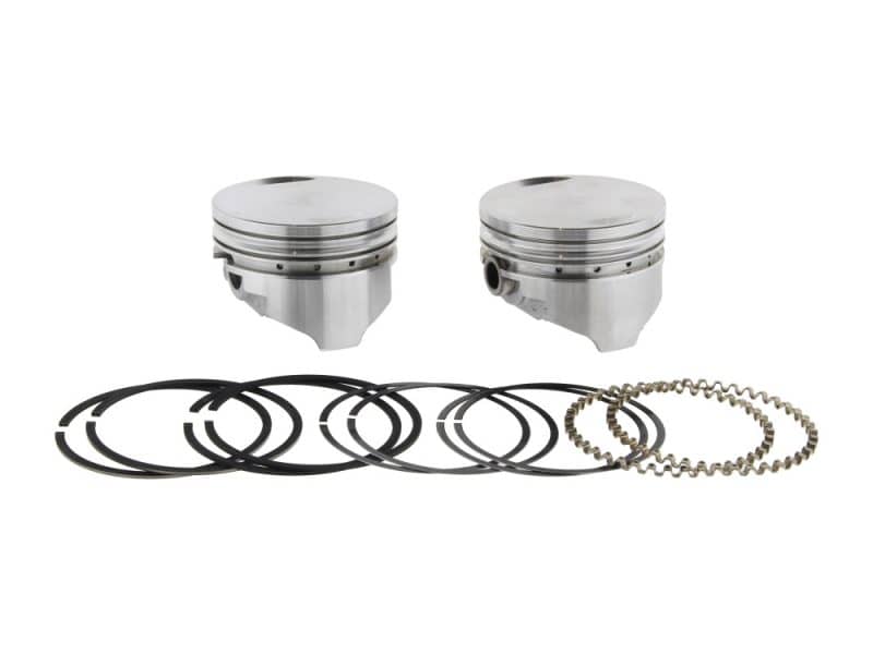 +.040in. Flat Top Pistons with 9.0:1 Compression Ratio. Fits Sportster 1986-2021 with 1200cc Engine & Sportster 1986-1987 with 1100cc Engine. High-performance motorcycle pistons with piston rings and bearings for Revelry Cycles bikes.