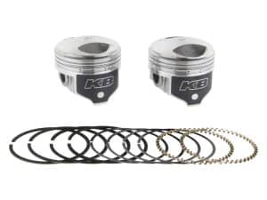 High-performance motorcycle pistons and rings from Revelry Cycles, ideal for custom bike builds.