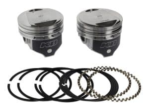 High-performance motorcycle pistons with piston rings for Revelry Motorcycles Australia.