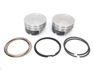 High-performance motorcycle engine piston kit with rings for Revelry Motorcycles.