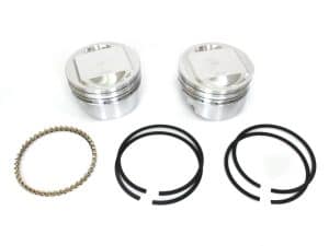 High-performance motorcycle piston set with rings and pin for Revelry Motorcycles.