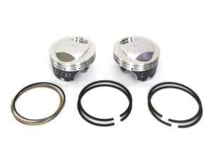 Aluminium motorcycle pistons with rings and gaskets for Revelry Motorcycles.