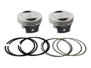 Piston and piston ring kit for motorcycle engine repair.