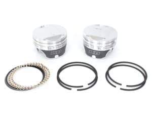 Piston and piston ring set for motorcycle engine rebuilds at Revelry Cycles, Australia.