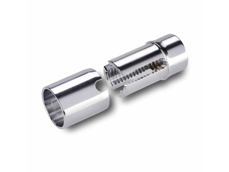 Precision motorcycle part, chrome finish for Revelry Motorcycles, enhances bike performance and style.