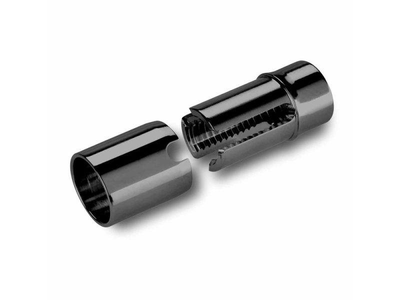 Exhaust repair component for motorcycles, chrome finish, high performance.