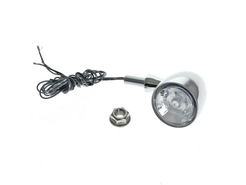 High-quality motorcycle headlight with wiring and mounting nut for Revelry motorcycles in Australia.