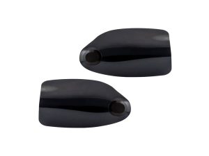 Black motorcycle handlebar end weights for Revelry Motorcycles custom bikes.