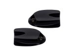 Black motorcycle mirror covers for Revelry Motorcycles, sleek and durable, perfect for custom bike styling.