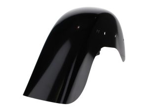 Lightweight black motorcycle fender for custom bike builds and repairs.