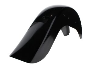 Black motorcycle fender for custom bikes and parts from Revelry Cycles Australia.