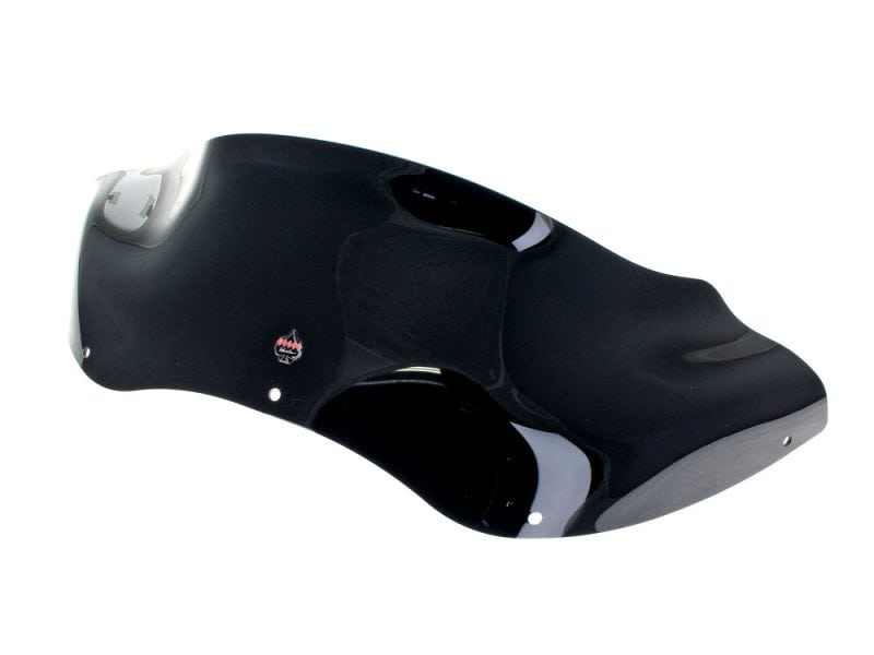 High-quality motorcycle fairing for Harley Davidson, black aerodynamic design, motorcycle accessories, Revelry Motorcycles Australia.