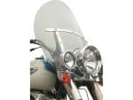 Motorcycle front view with windshield and chrome headlights, ideal for motorcycle rides and touring.