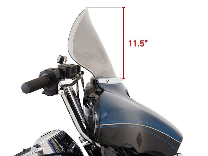 11.5in. Flare Windshield - Tinted. Fits Electra Glide Chrome motorcycle windscreen for Revelry Motorcycles Australian touring bikes.