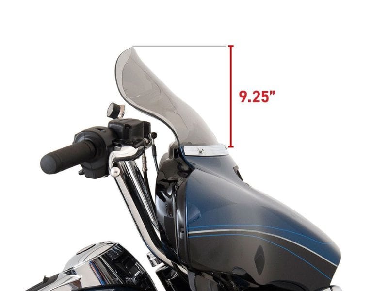 High-quality motorcycle windshield for Revelry Motorcycles, 9.25-inch tall, aerodynamic design.