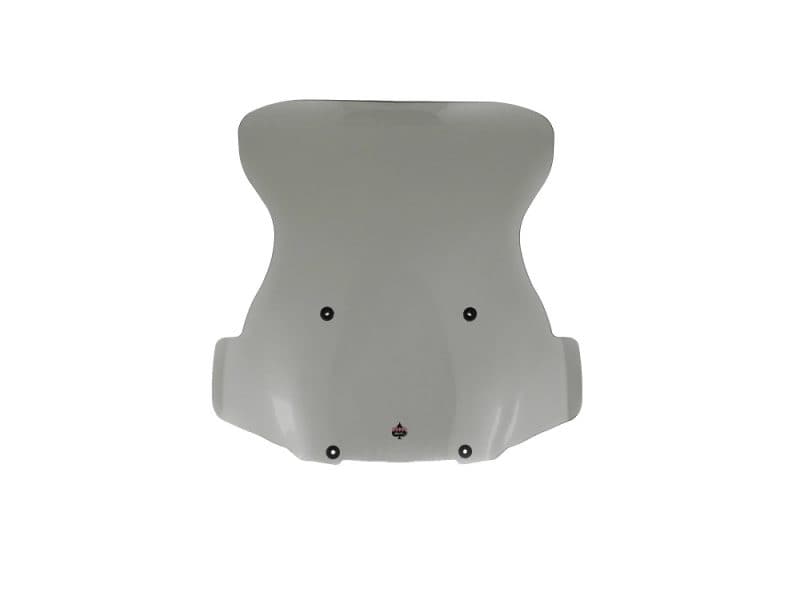 Light grey motorcycle windshield for Harley Davidson, designed for optimal aerodynamics.
