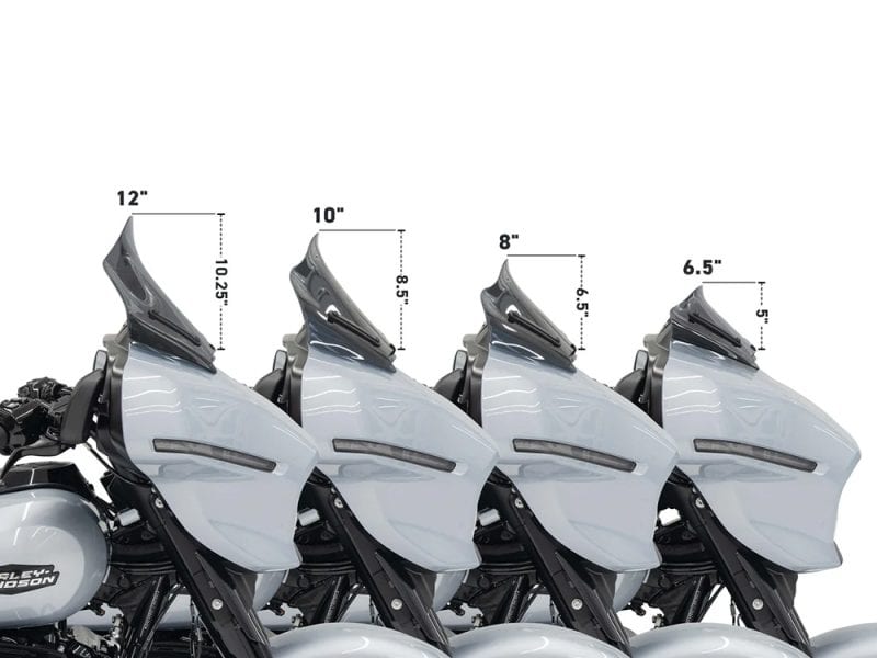 Aero fairings for Harley Davidson touring motorcycles in various sizes.