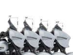 LED windshields for Harley Davidson motorcycles, various heights for custom touring bikes.