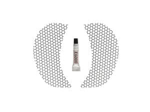 Hexagonal motorcycle mesh with repair adhesive tube in the centre | Revelry Motorcycles.