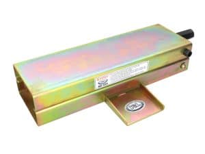 Bright iridescent motorcycle air ride suspension, rugged automotive upgrade from Revelry Cycles.