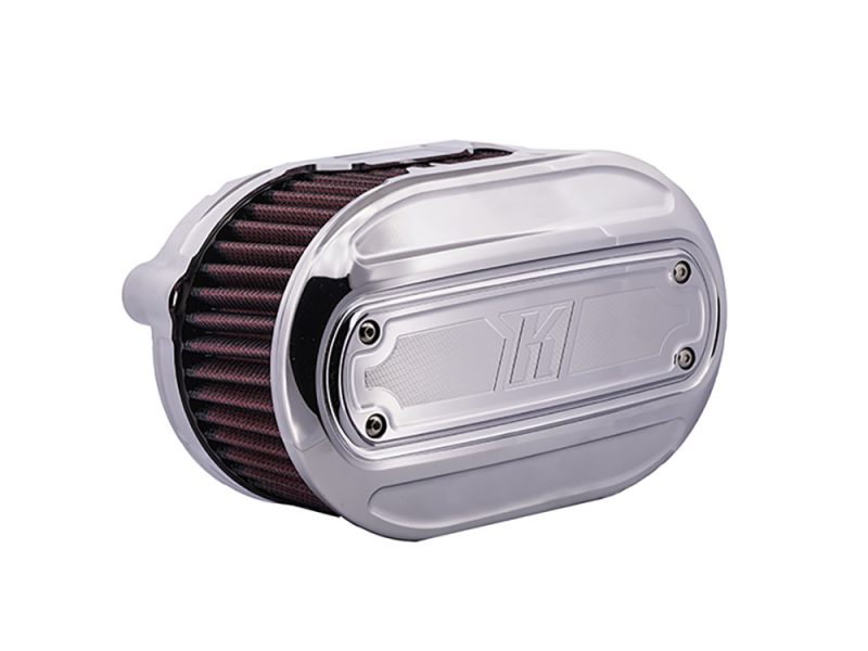 High-performance motorcycle air filter for Revelry Motorcycles, durable aluminium construction.