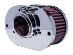 High-performance motorcycle air filter with chrome finish for Revelry Motorcycles in Australia.