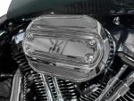 Chrome Revelry Motorcycles air cleaner cover with "110" logo, high-quality motorcycle upgrade part.
