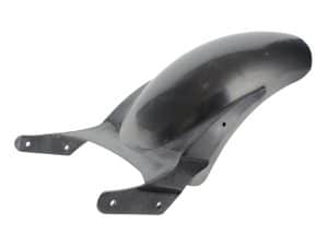 Motorcycle front fender, custom metal design, compatible with Harley Davidson, motorbike accessories.