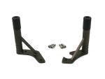 Pair of black motorcycle front footpegs with mounting screws for Revelry Motorcycles.