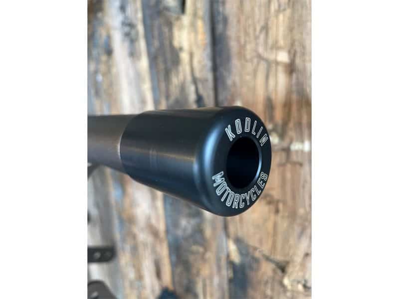 Aluminium motorcycle fork cap with KODLIN MOTORCYCLES engraving.