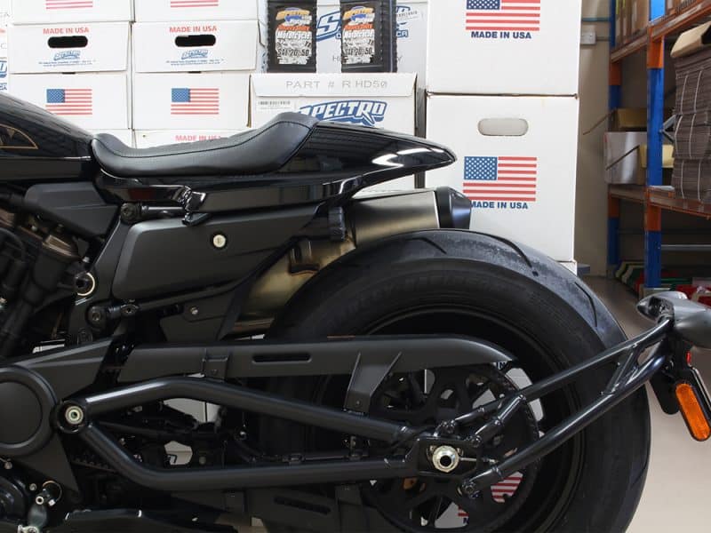 High-performance Harley-Davidson motorcycle at Revelry Motorcycles Brisbane showroom.
