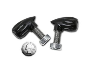 Black motorcycle bar end weights for Revelry Motorcycles bikes.