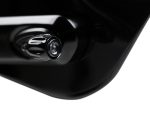 High-quality motorcycle exhaust pipe close-up shot in black and chrome finish.