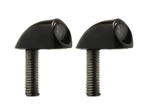 Black motorcycle turn signal lights with mounting screws for Revelry Motorcycles.