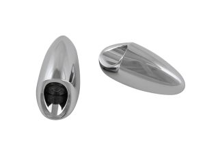 Polished chrome motorcycle footpegs for Revelry Motorcycles, Australian custom bike accessories.