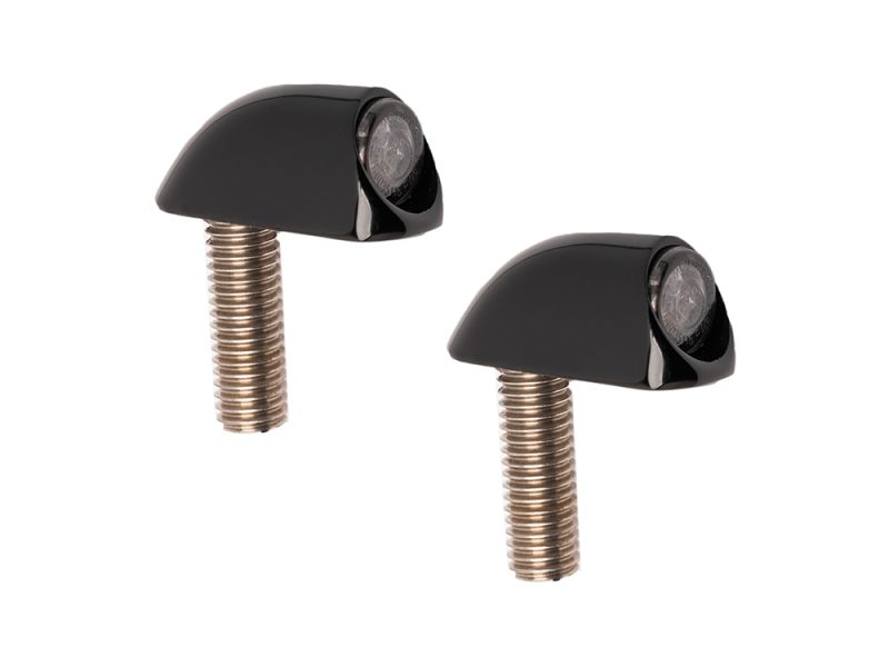 Neowise Bullet Smooth Front Turn Signals with Running Lights - Black. Fits Low Rider ST 2022up. Black motorcycle turn signal LED lights with metal mounting bolts for Revelry Motorcycles.