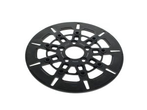 Lightweight motorcycle brake disc for Revelry Motorcycles optimal stopping power.