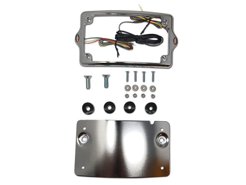 Elypse 3-1 Curved LED Number Plate Kit - Chrome. Fits most Touring 2013up. Motorcycle LED headlight mounting kit for Revelry Motorcycles, Australian custom bike accessories.