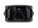 Extreme motorcycle headlight with black casing and triangular LED design for Revelry Motorcycles enthusiasts.