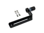 Lightweight black motorcycle steering damper mount for Revelry Motorcycles.