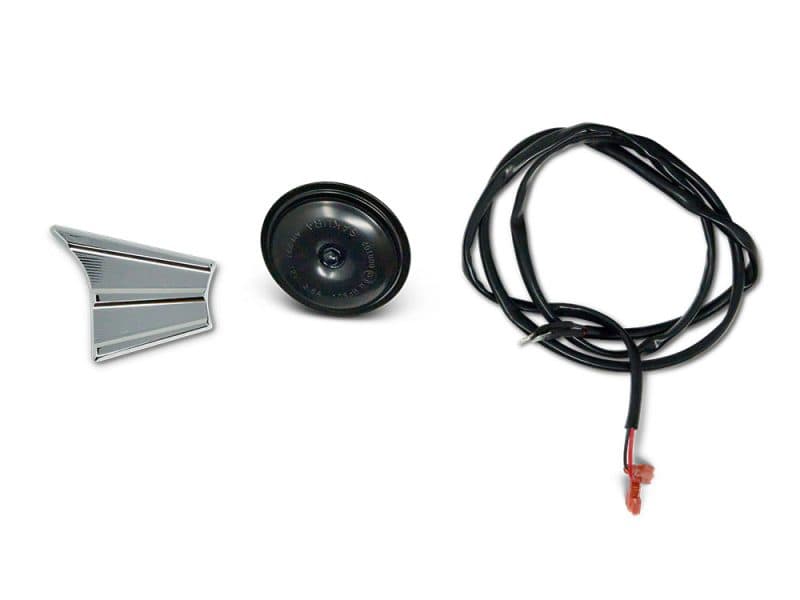 Horn Relocation Kit - Chrome. Fits CVO Touring 2023up & Street Glide & Road Glide 2024up. Aluminium motorcycle horn cover with wiring kit for Revelry Motorcycles.