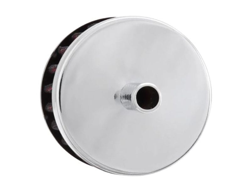 Clean motorcycle oil filter with chrome finish for Revelry Motorcycles, Australian made.