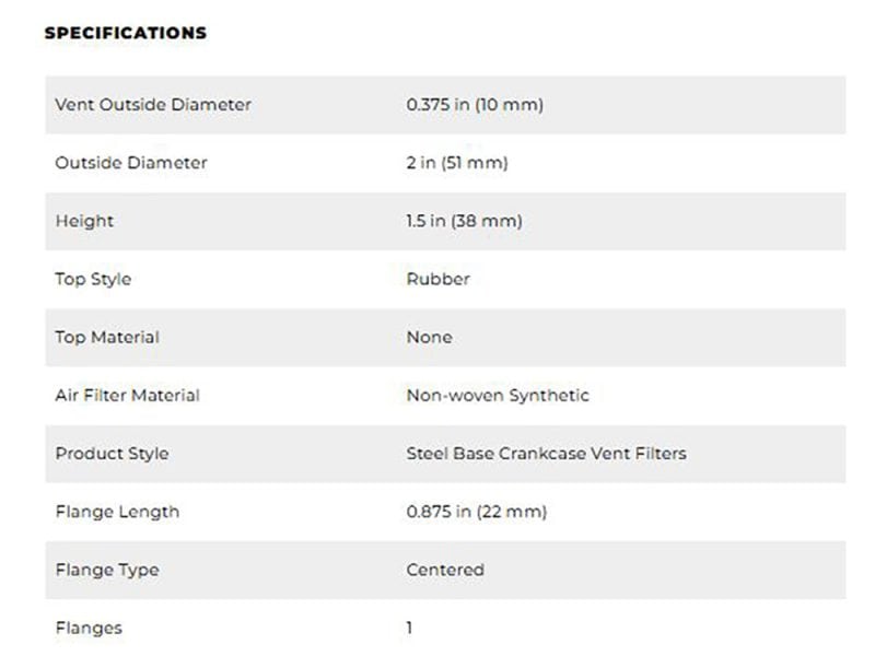 Vent outside diameter motorcycle vent with rubber top style for Revelry Motorcycles.