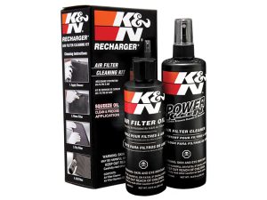 K&N Air Filter Cleaner and Oil Kit for motorcycle air filters, easy maintenance and improved engine performance.
