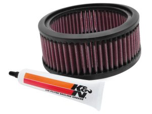 Replaceable motorcycle air filter and K&N oil filter sealing grease for optimal engine performance.