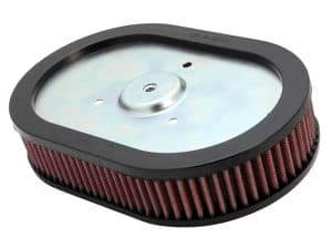 High-performance red air filter for motorcycles | Revelry Motorcycles.