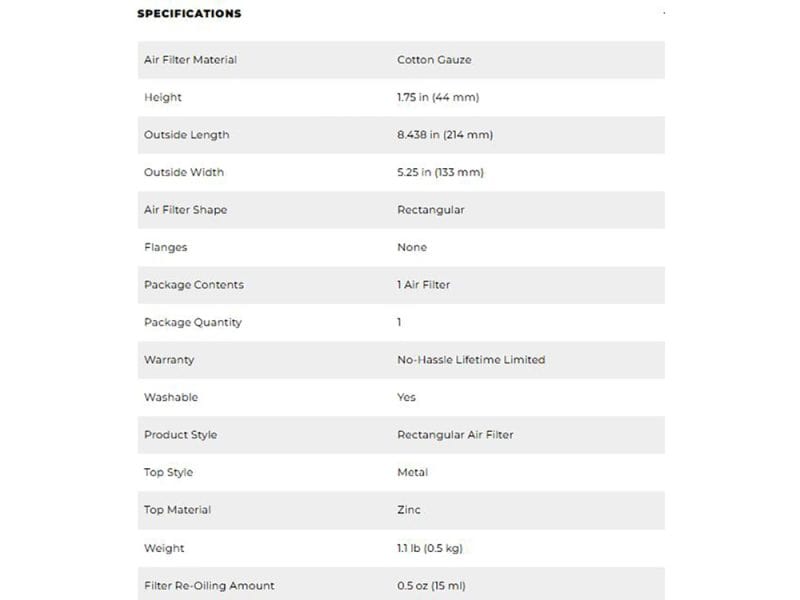 High-quality motorcycle air filter from Revelry Cycles, designed for optimal engine airflow.