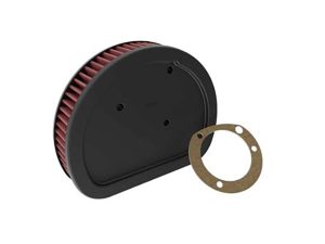 High-performance motorcycle air filter with gasket for Revelry Motorcycles.