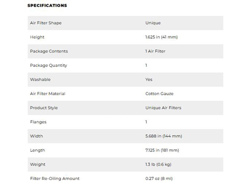 High-quality motorbike air filter for Revelry Motorcycles, durable and washable cotton gauze.